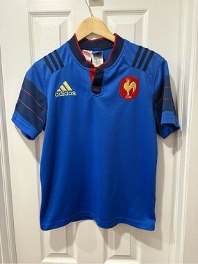 Adidas Kids Team France Rugby Jersey Blue/Red Youth L / Women’s S